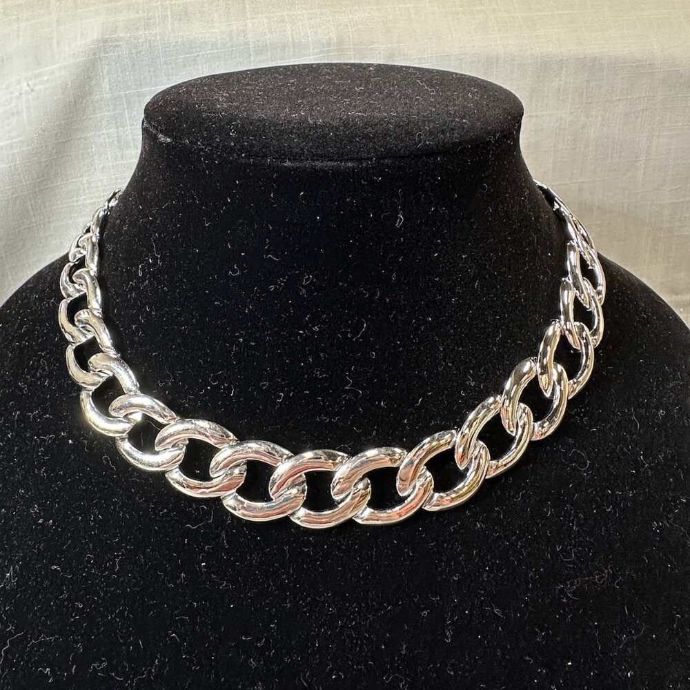 Vintage Napier Silver Tone Large Linked Necklace